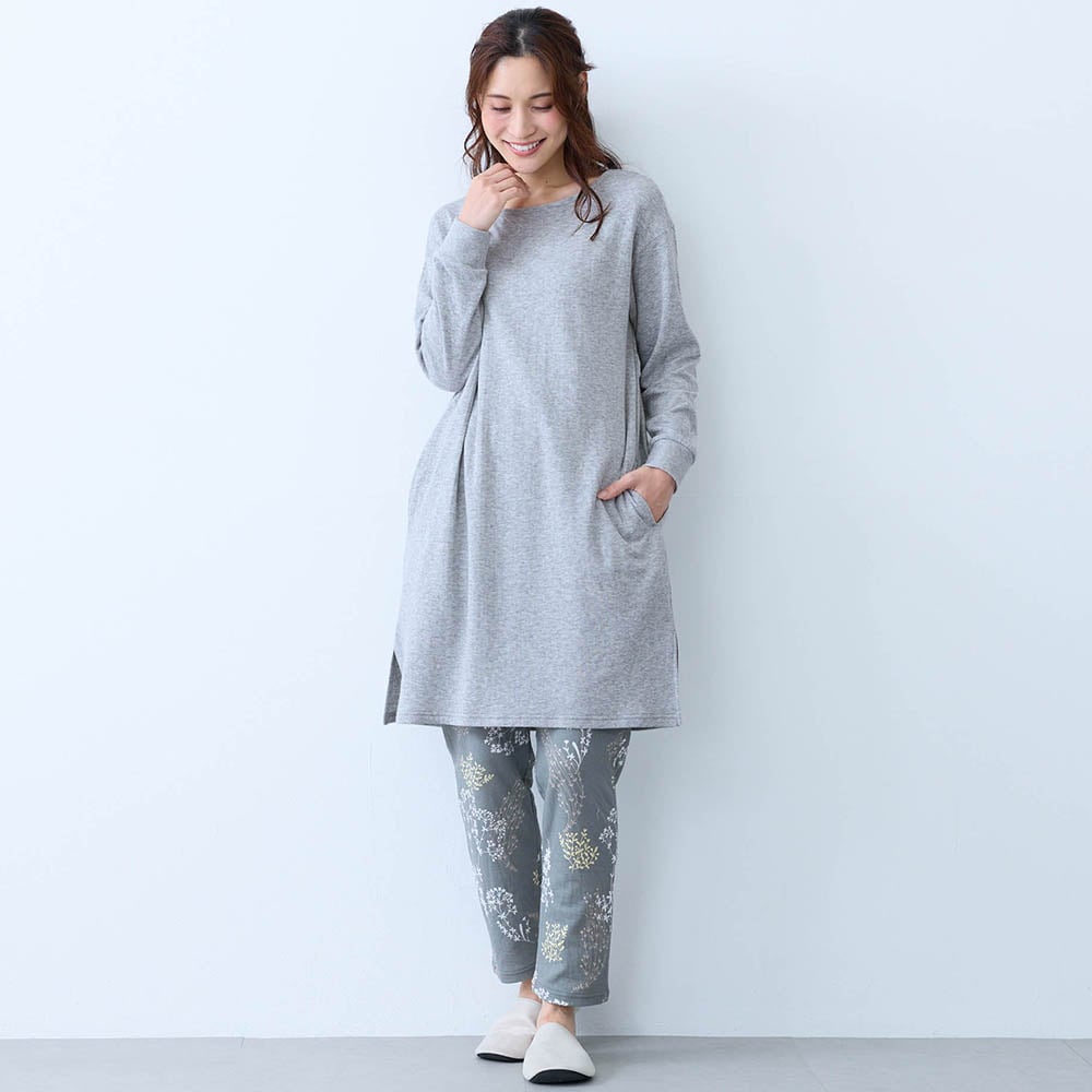 綿100%やわらか二重仕立てチュニック長袖パジャマ（パジャマ