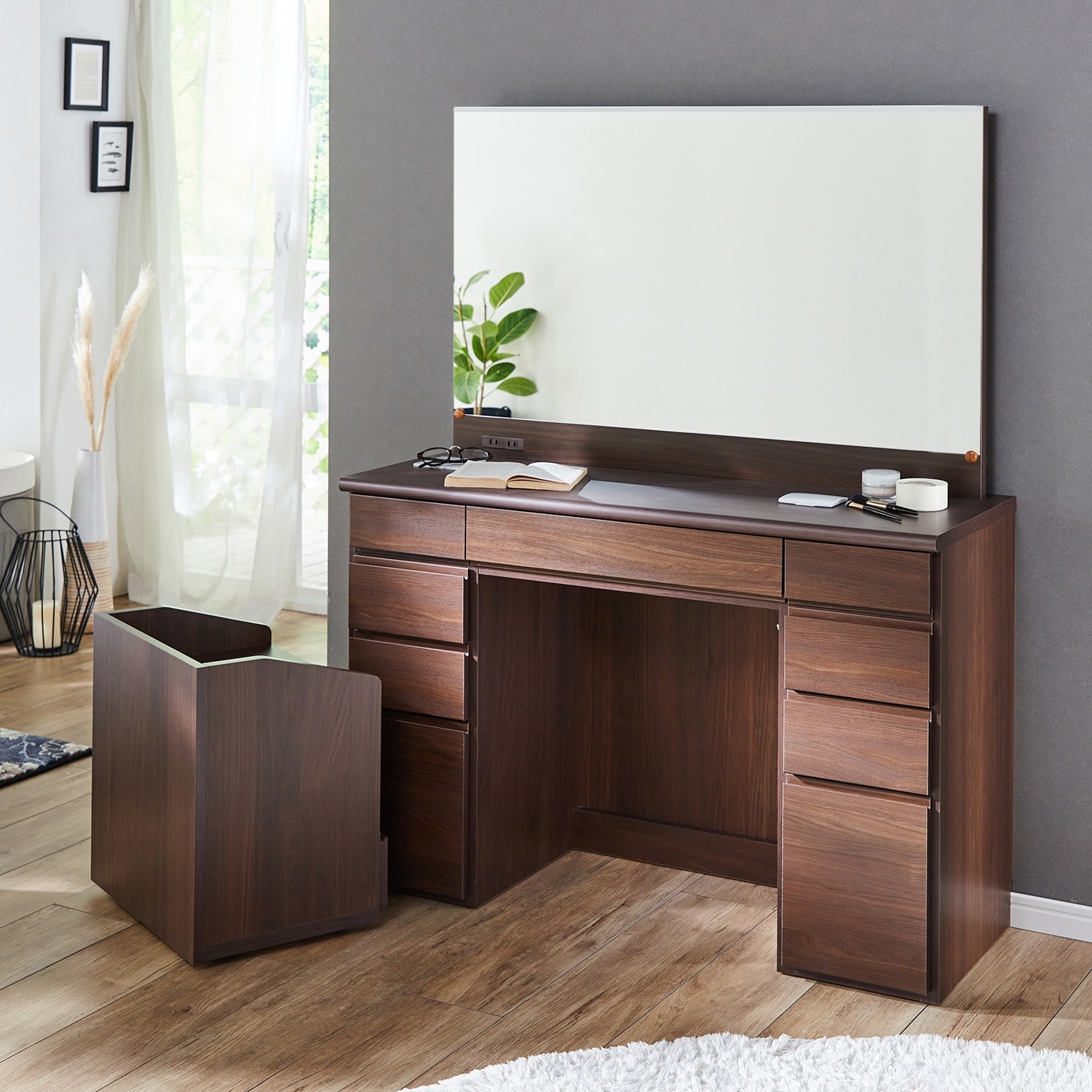 お手入れしやすい収納力のあるドレッサー［日本製］（ドレッサー/鏡台