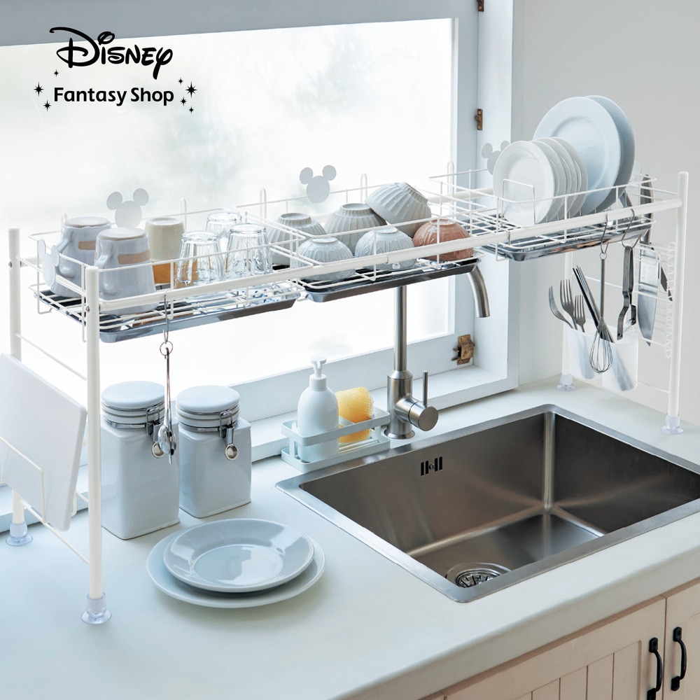シンク奥に渡せる伸縮水切りラック「ミッキーモチーフ」（ディズニー