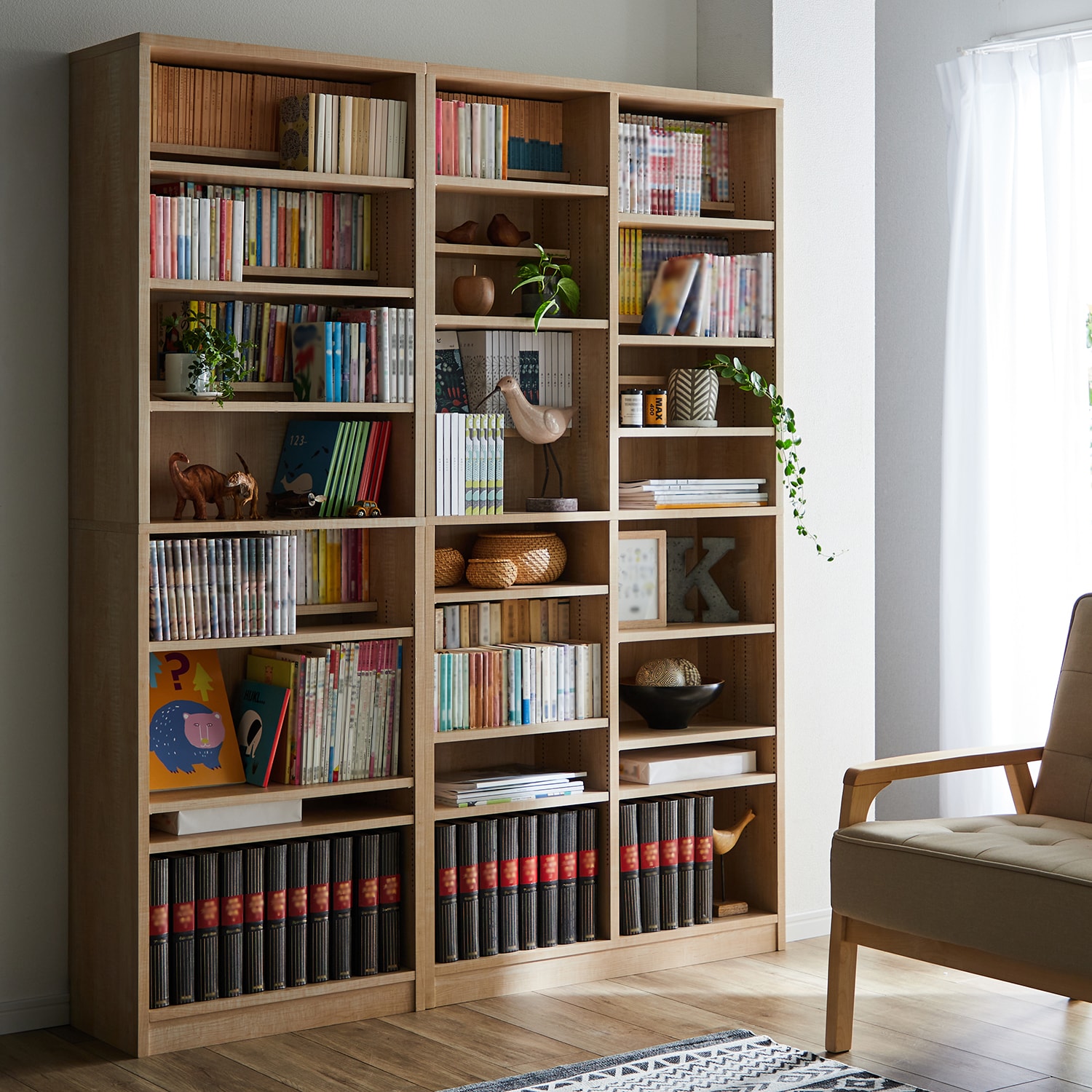 1cmピッチで可動出来るダブル棚板本棚｜通販のベルメゾンネット