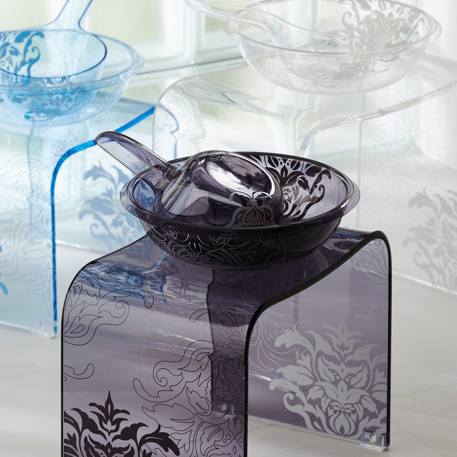 アクリルバスチェア・風呂桶「サミーラ」 ＜選べるバスチェア高さ25