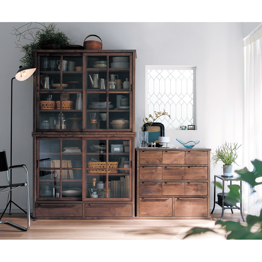 あたらしくて懐かしい。水屋箪笥風引戸キャビネット ＜幅80／幅110cm