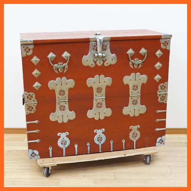 李朝家具 バンダジ バンダチ 幅約104cm 李朝箪笥 半閉櫃 収納タンス