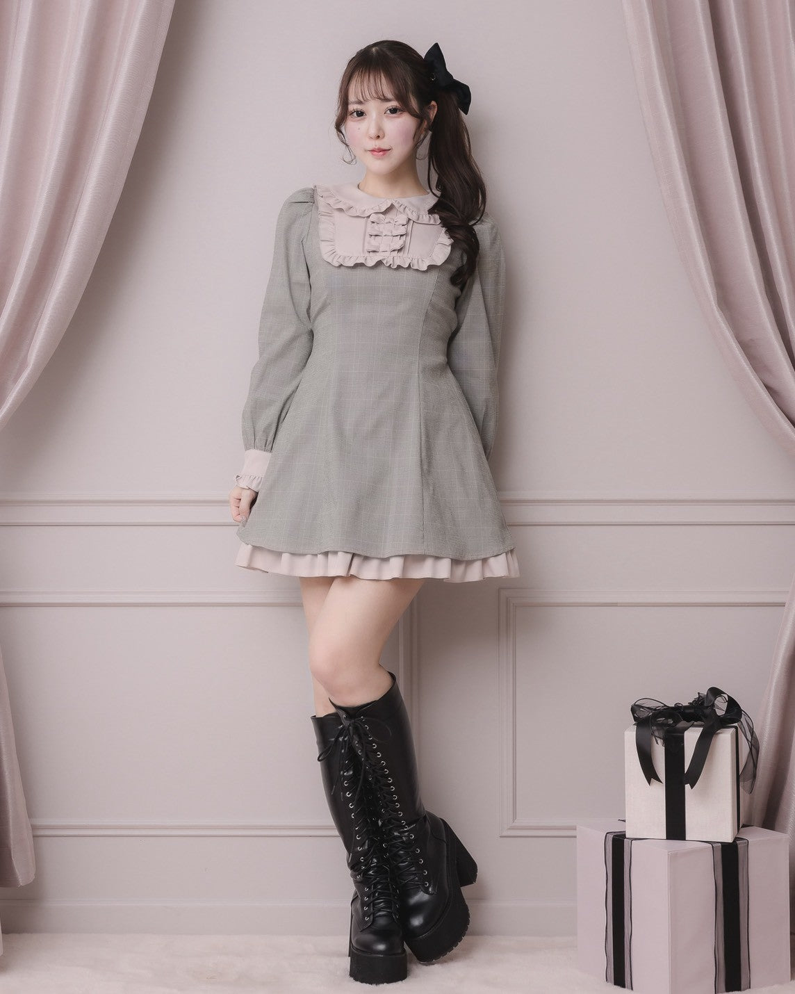 スクエアフリルリボンドーリーワンピース – pium