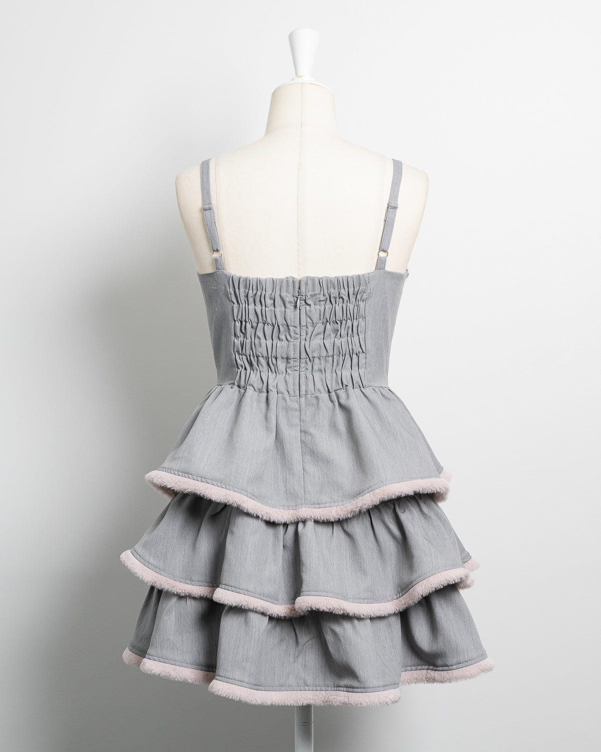 ファー付きティアードジャンパースカート – pium