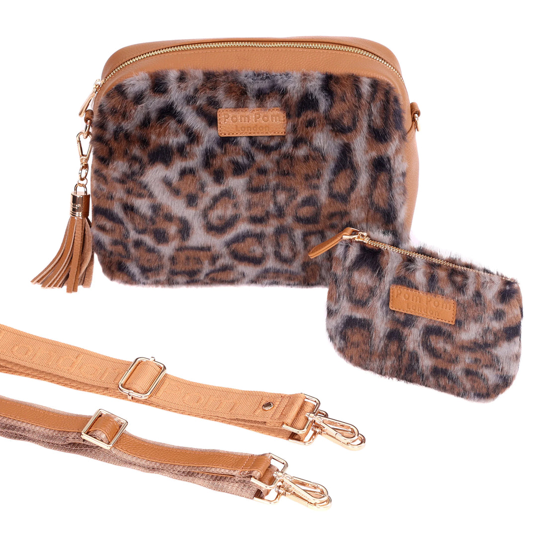 Pom Pom London City Plus - Leather Crossbody bag in Leopard Print