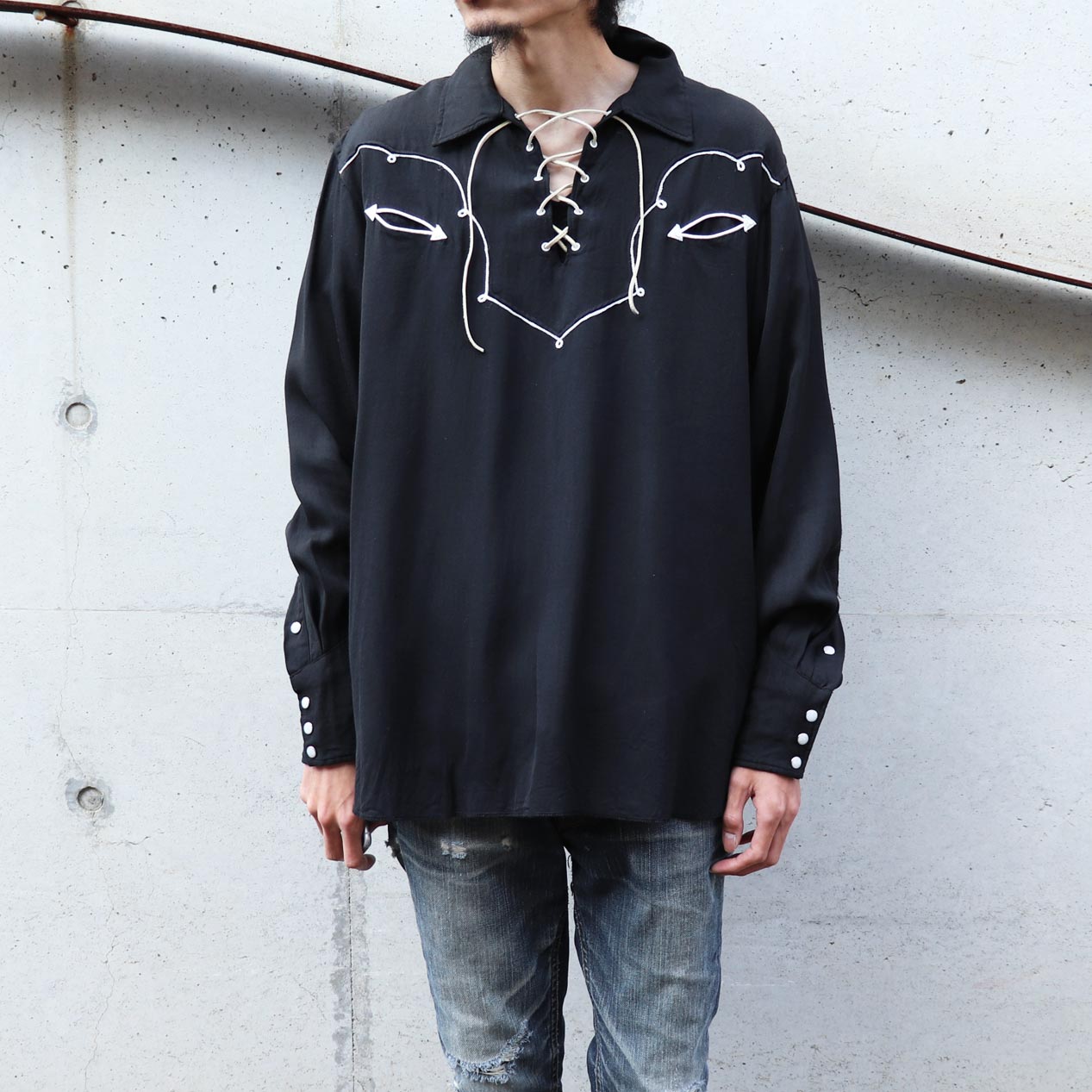 POST JUNK / 50's H BAR C レーヨンギャバジン レースアップ