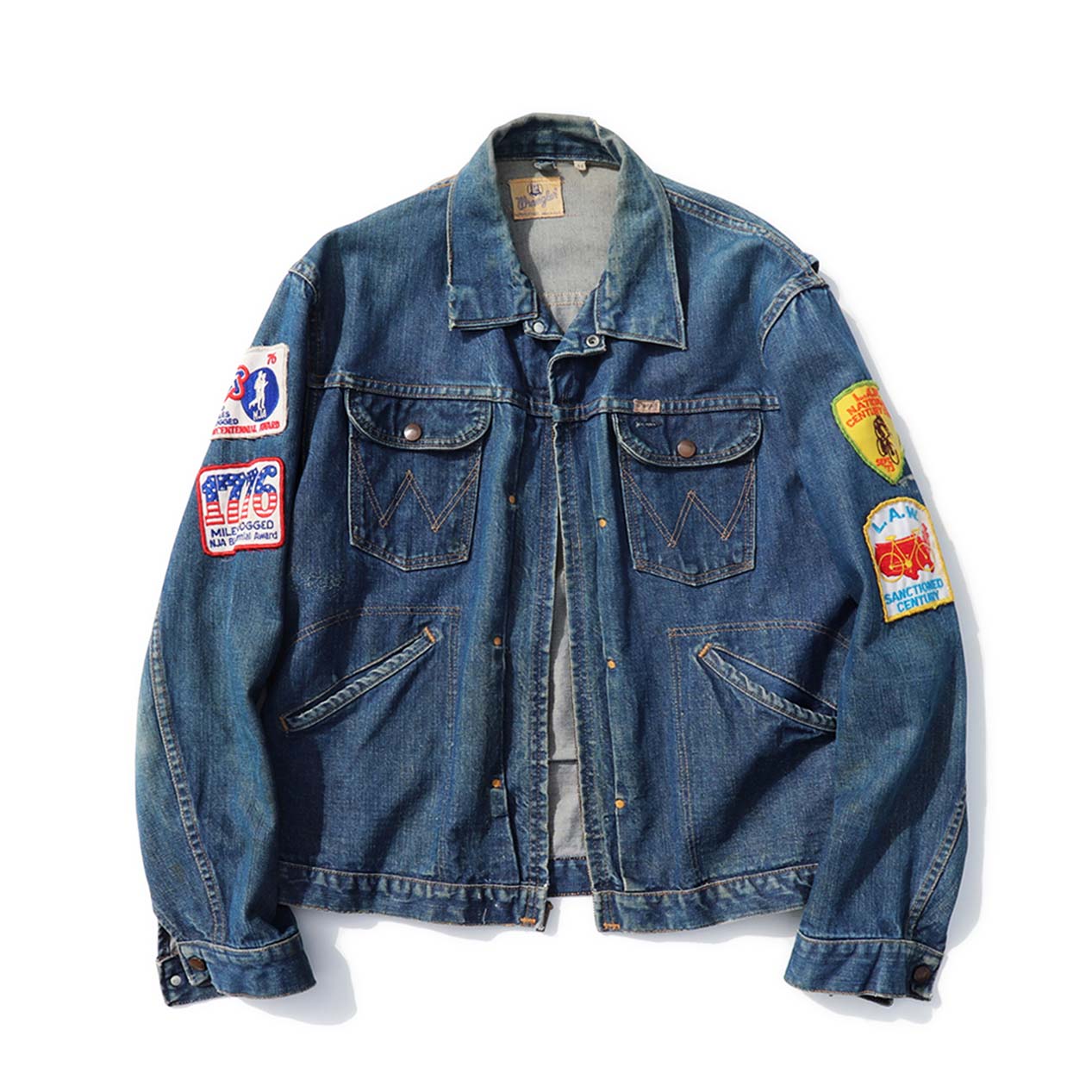 POST JUNK / 60's WRANGLER 24MJZ 手刺繍＆ワッペン デニムジャケット [44]