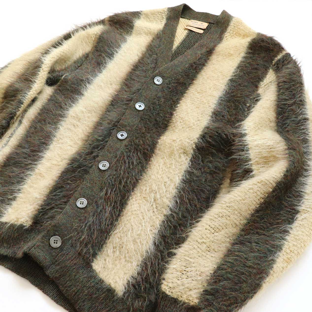 POST JUNK / 60's SEARS ストライプ モヘアカーディガン [M]