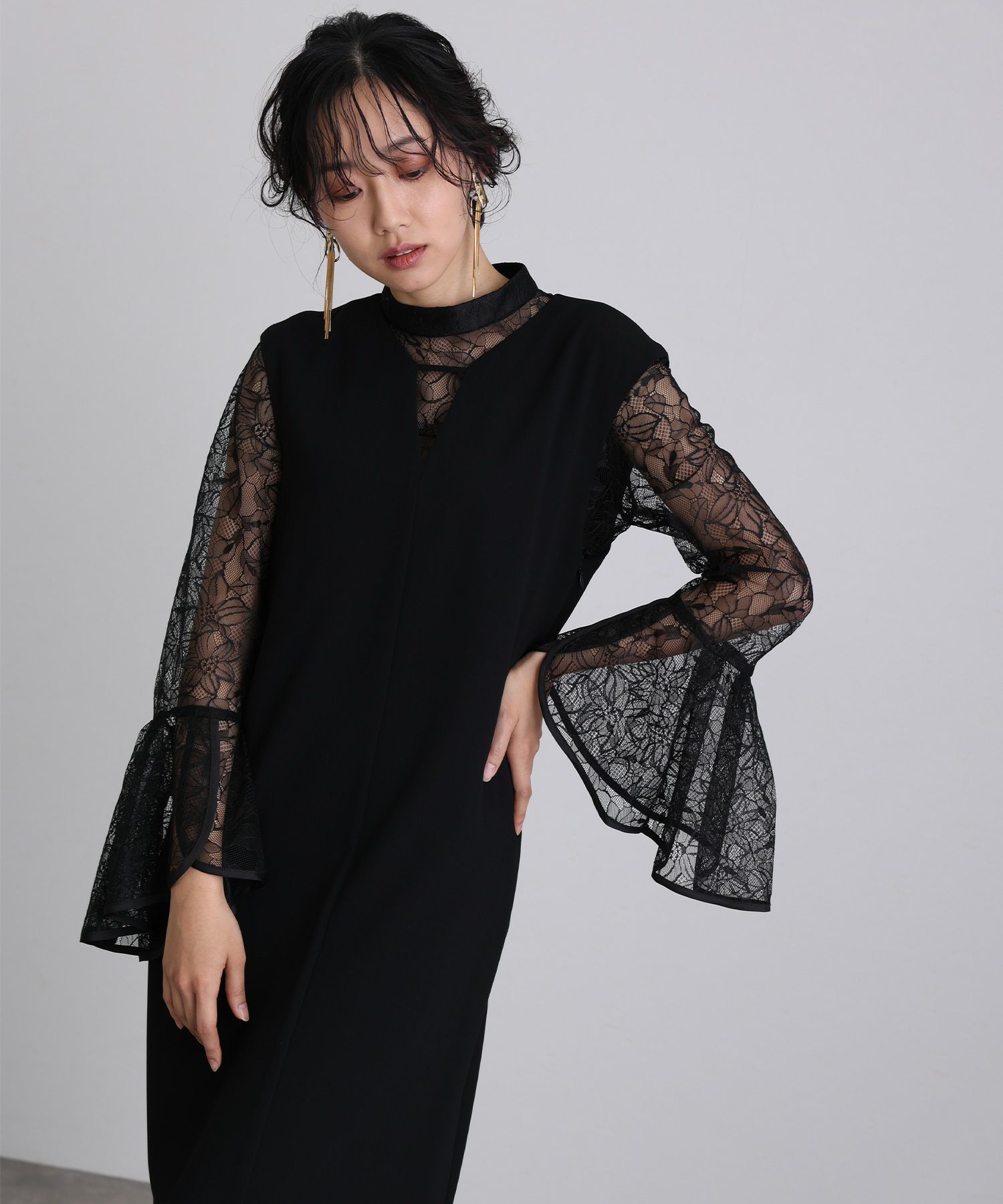 ベルスリーブスリットドレス | PourVous（プールヴー）パーティー