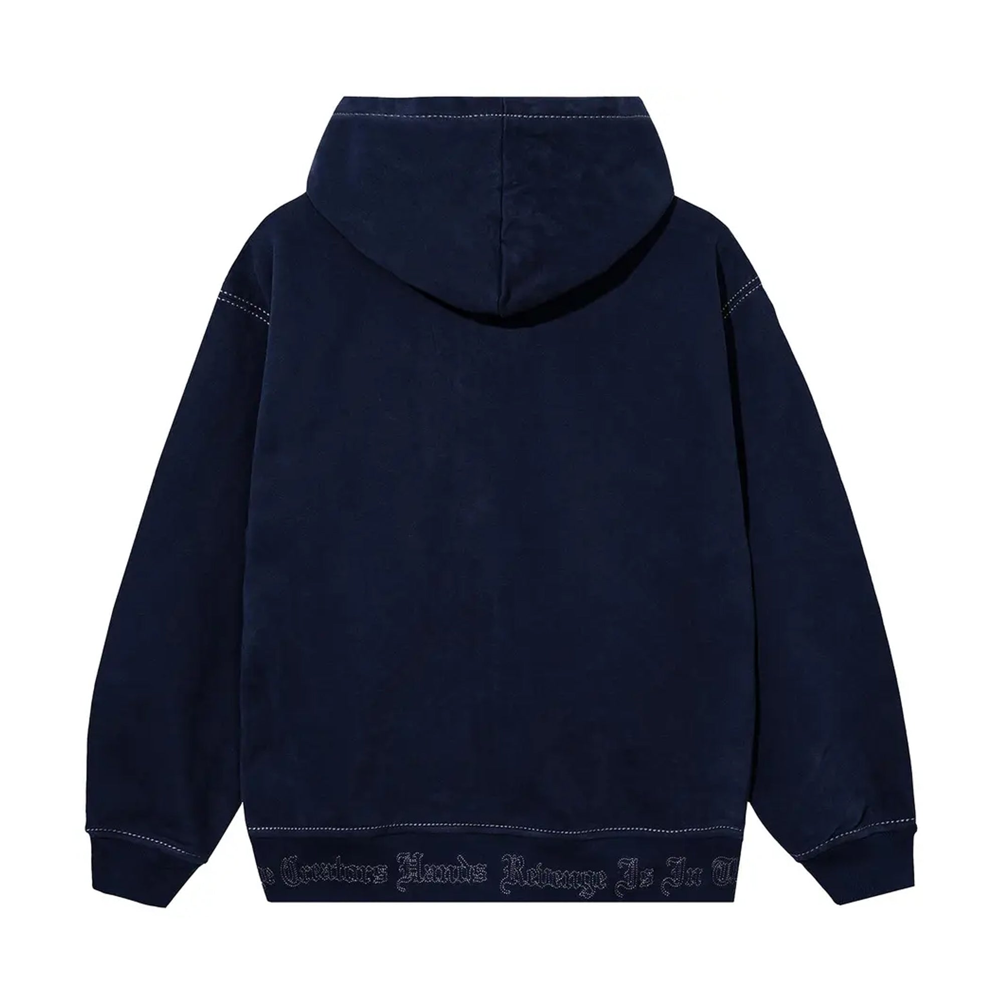 Revenge Arch Embroidered Zip Up Hoodie Navy