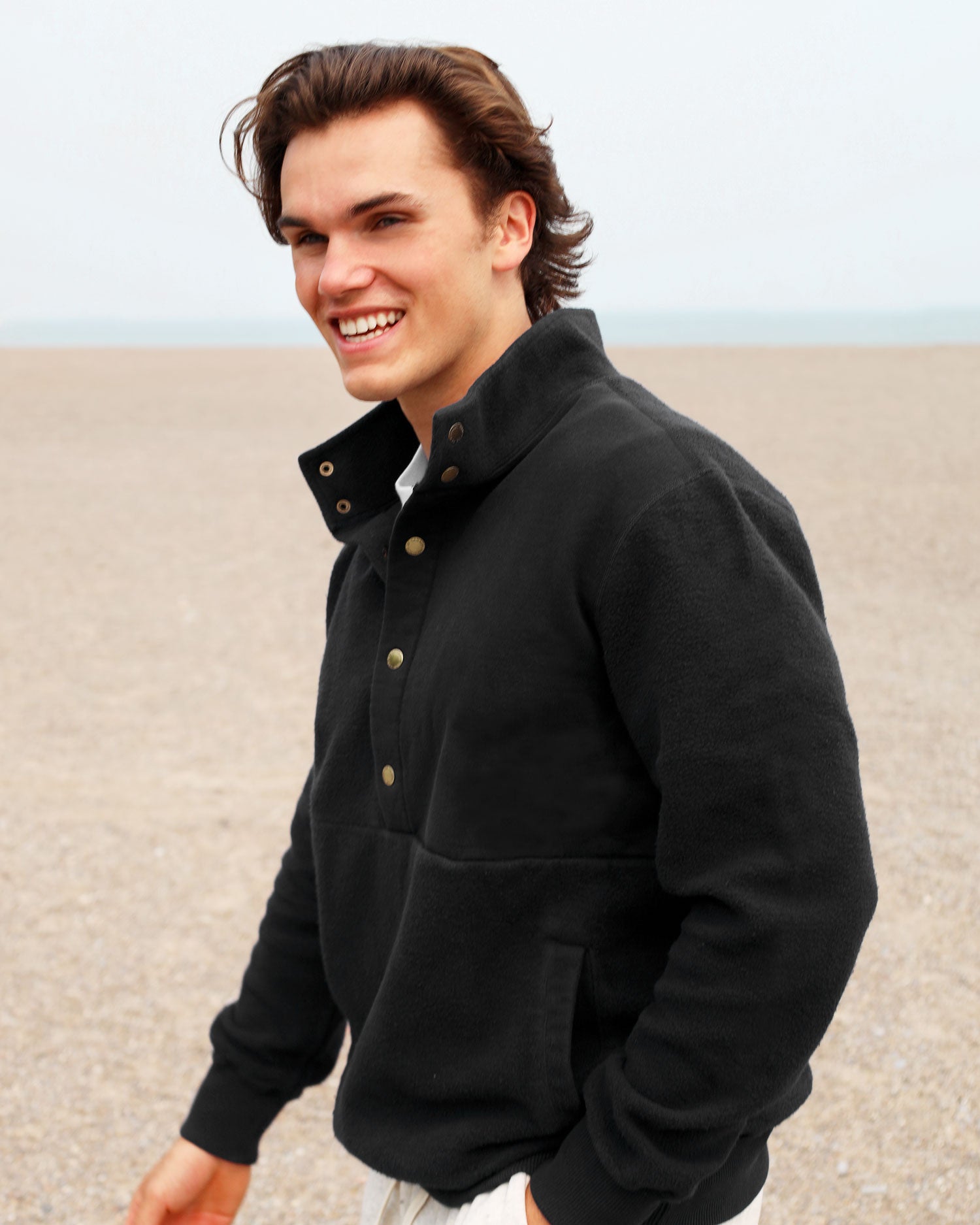 Reverse Fleece Pullover Black - Unisex - Made in Canada - Province