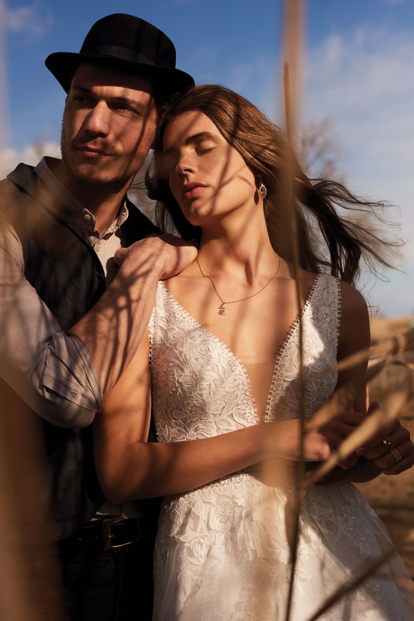 66170: Plunging V-Neck A-Line Gown with Open Back | Lillian West