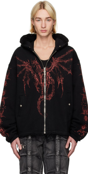 Thug Club - Black Dragon Stud Zip-Up Hoodie