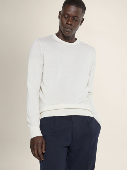 White Mélange Cashseta Crewneck FW25 22504665 | Zegna US