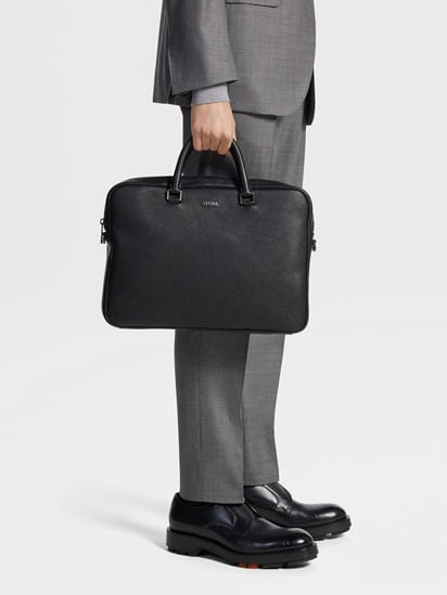 Black Leather Edgy Business Bag FW25 28279505 | Zegna US