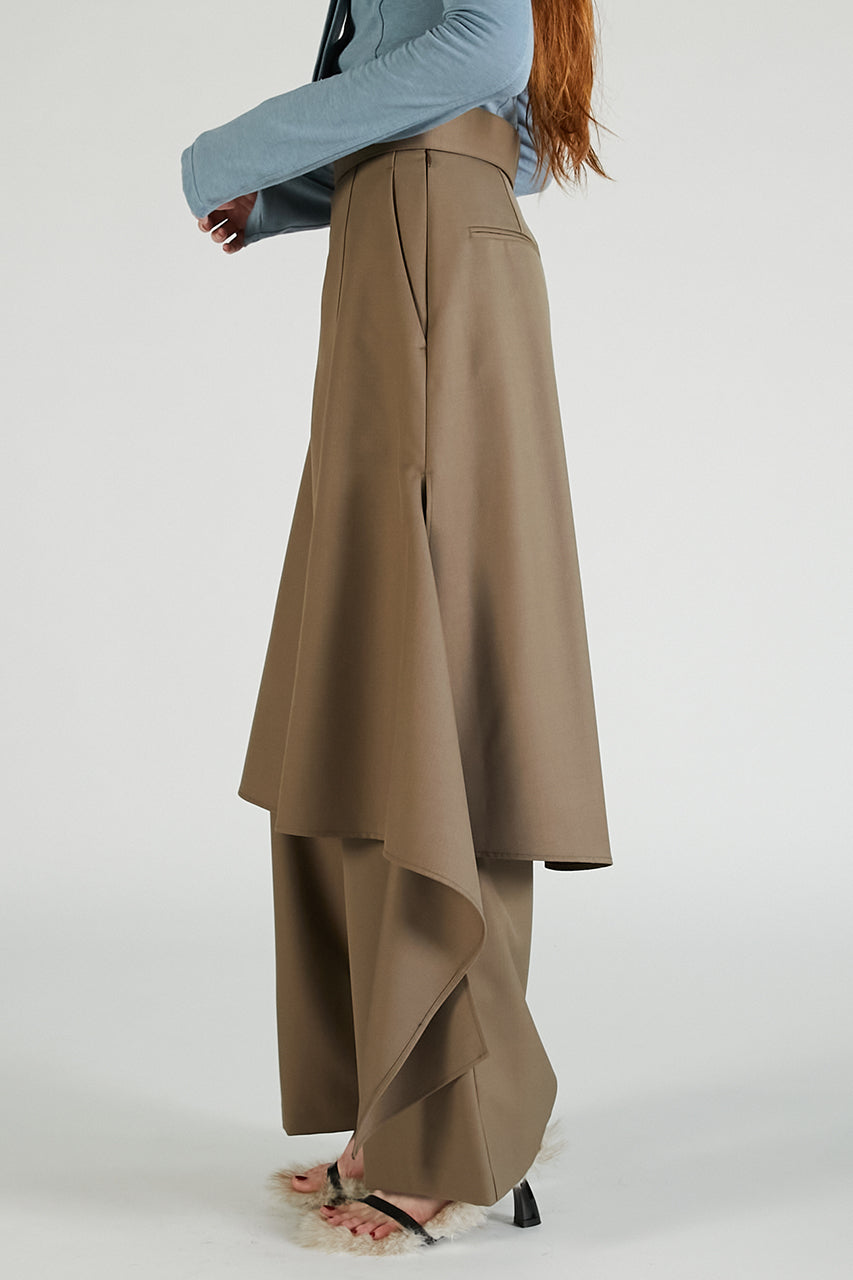 Drop Hem Layered Skirt Pants - SALE