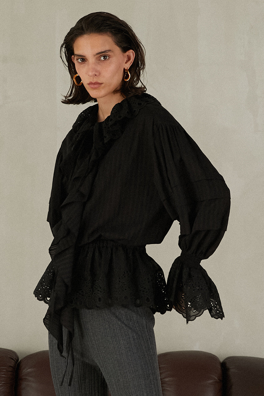 Embroidered Ruffled Blouse