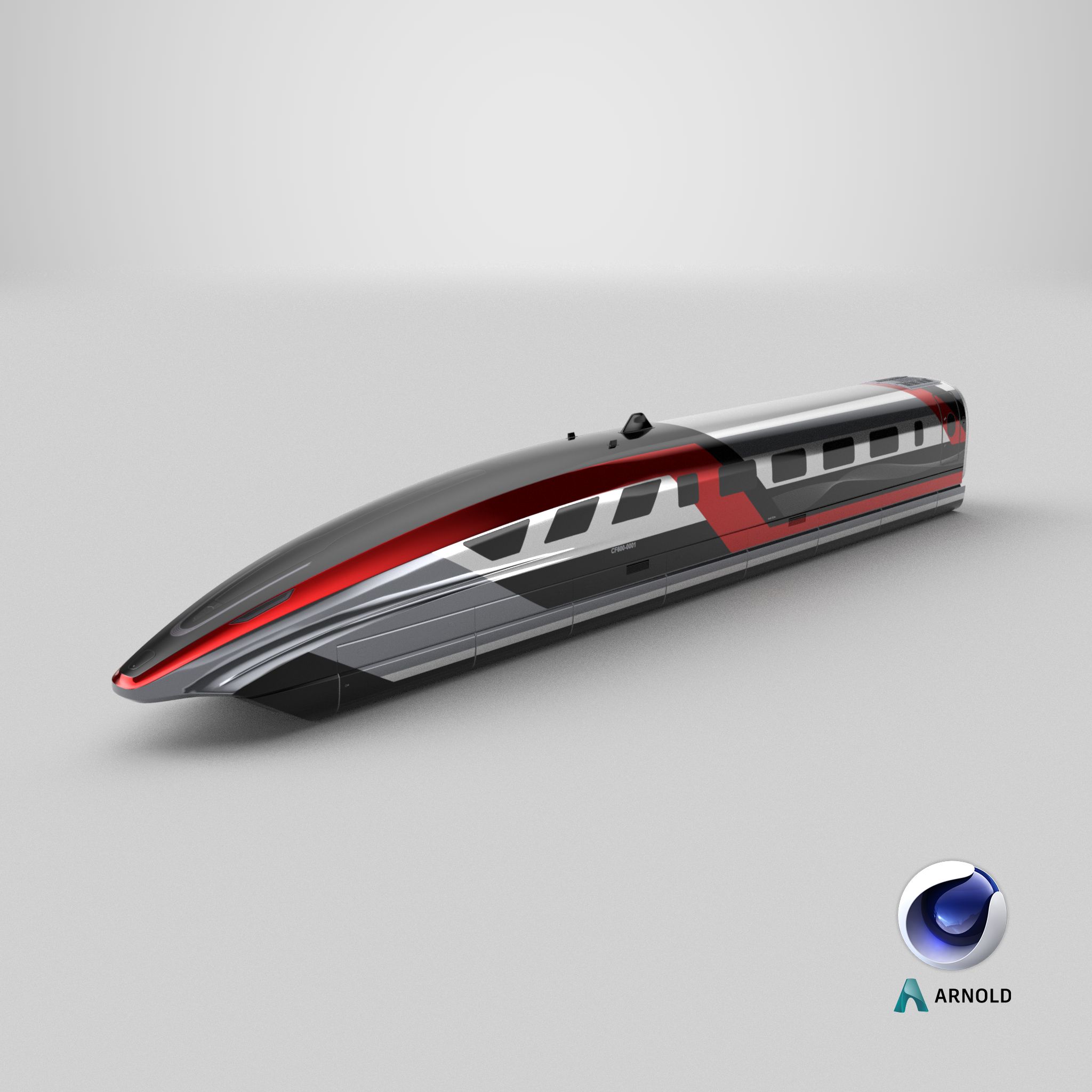 赤いリニアモーターカーのエンジン 3Dモデル $99 - .3ds .blend .c4d