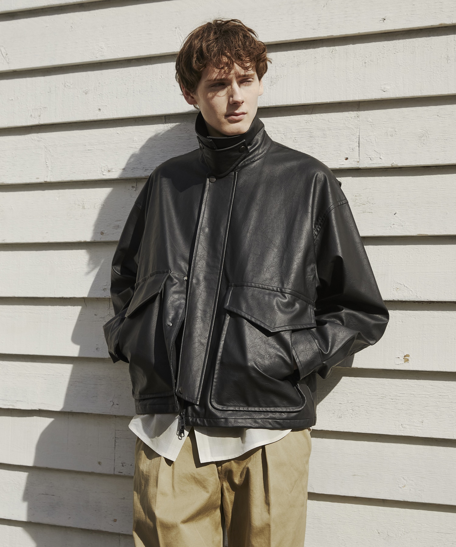 ヴィンテージフェイクレザーブルゾン(1 BLACK): : メンズ｜PUBLIC