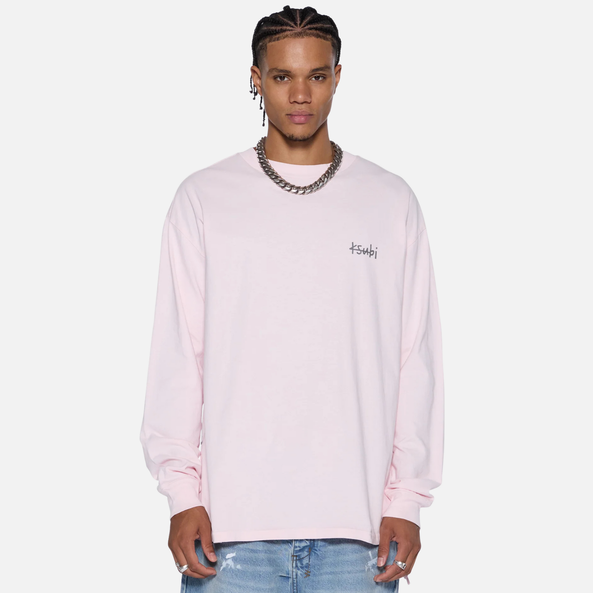 Ksubi Pink Allday Biggie Long-Sleeve Ice Quartz T-Shirt – Puffer Reds