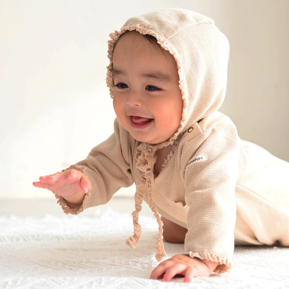 プッパプーポ ワッフル ロンパース ボンネット付き – PUPPAPUPO