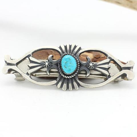 ピュアドール / ヘアアクセサリー ターコイズ付バレッタ ナバホ族