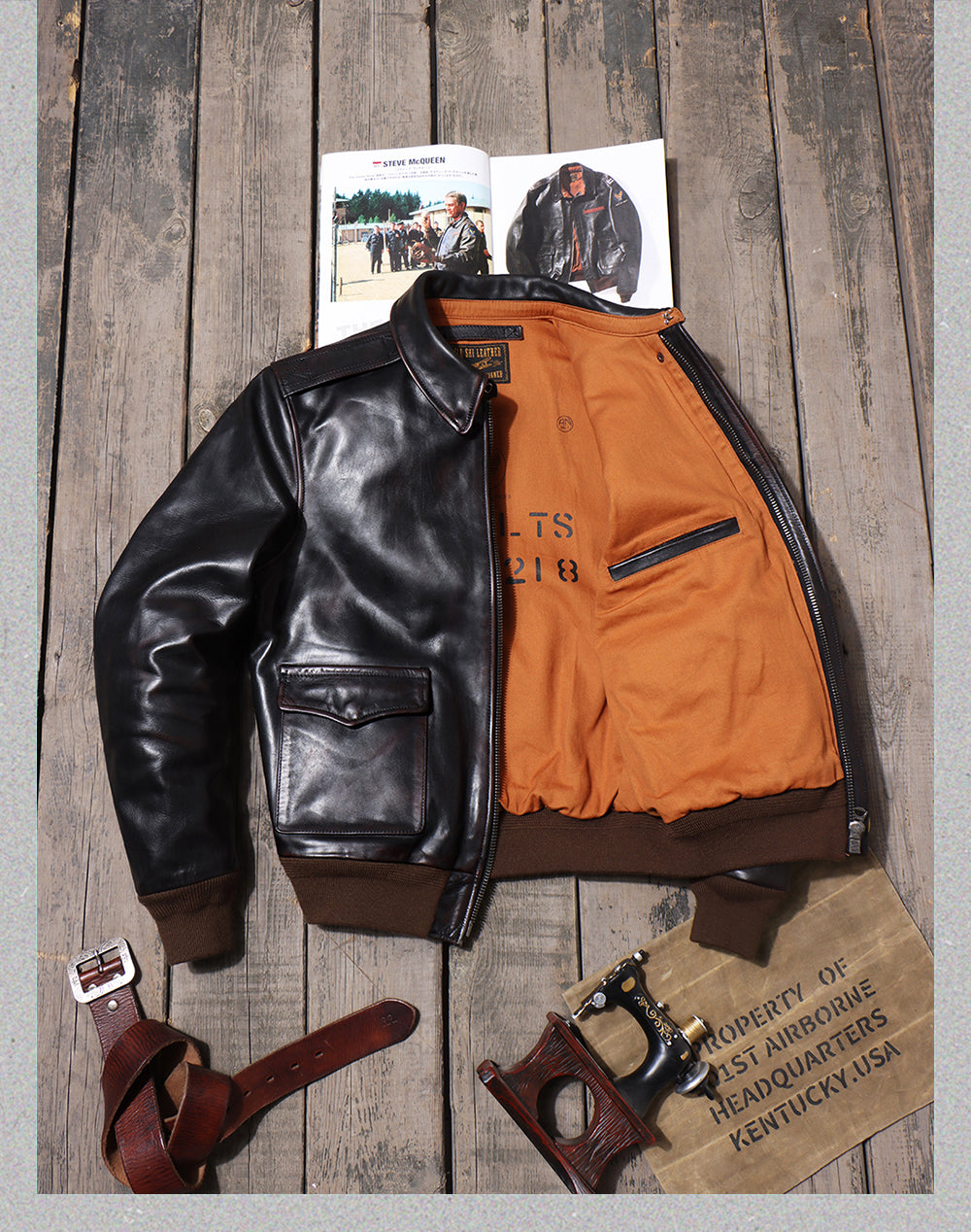 △ヴィンテージ復刻 茶芯 ホースハイドレザー A-2ジャケット