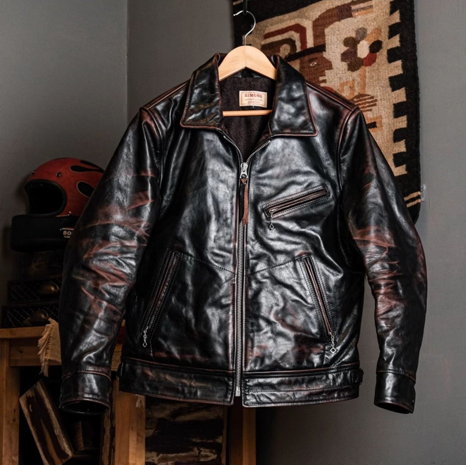 ☆茶芯ホースハイドレザー シングルライダースジャケット☆ – quietman