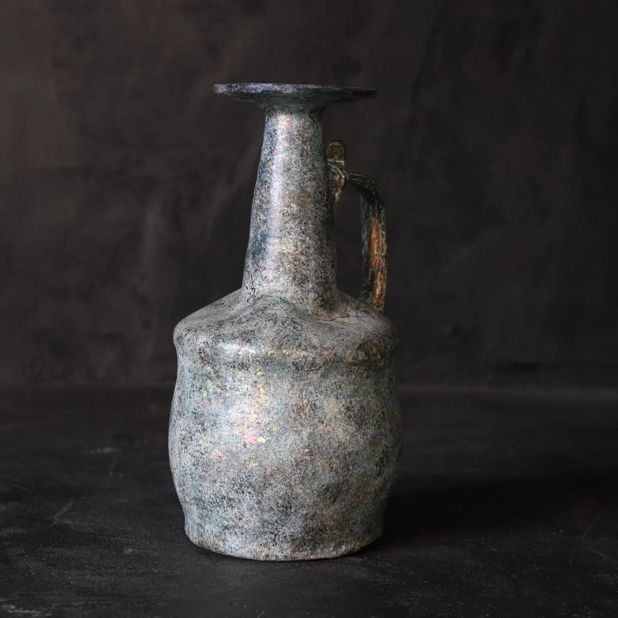 古代 ローマンガラス 銀化 把手付瓶（先史：3世紀以前） | 入蘆花