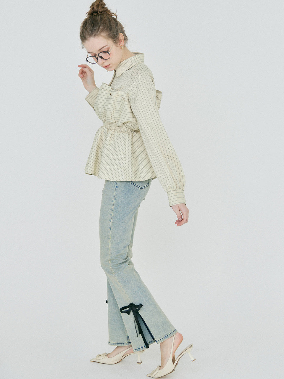 BESTSELLER】side slit denim ribbon pants – RANCLIC