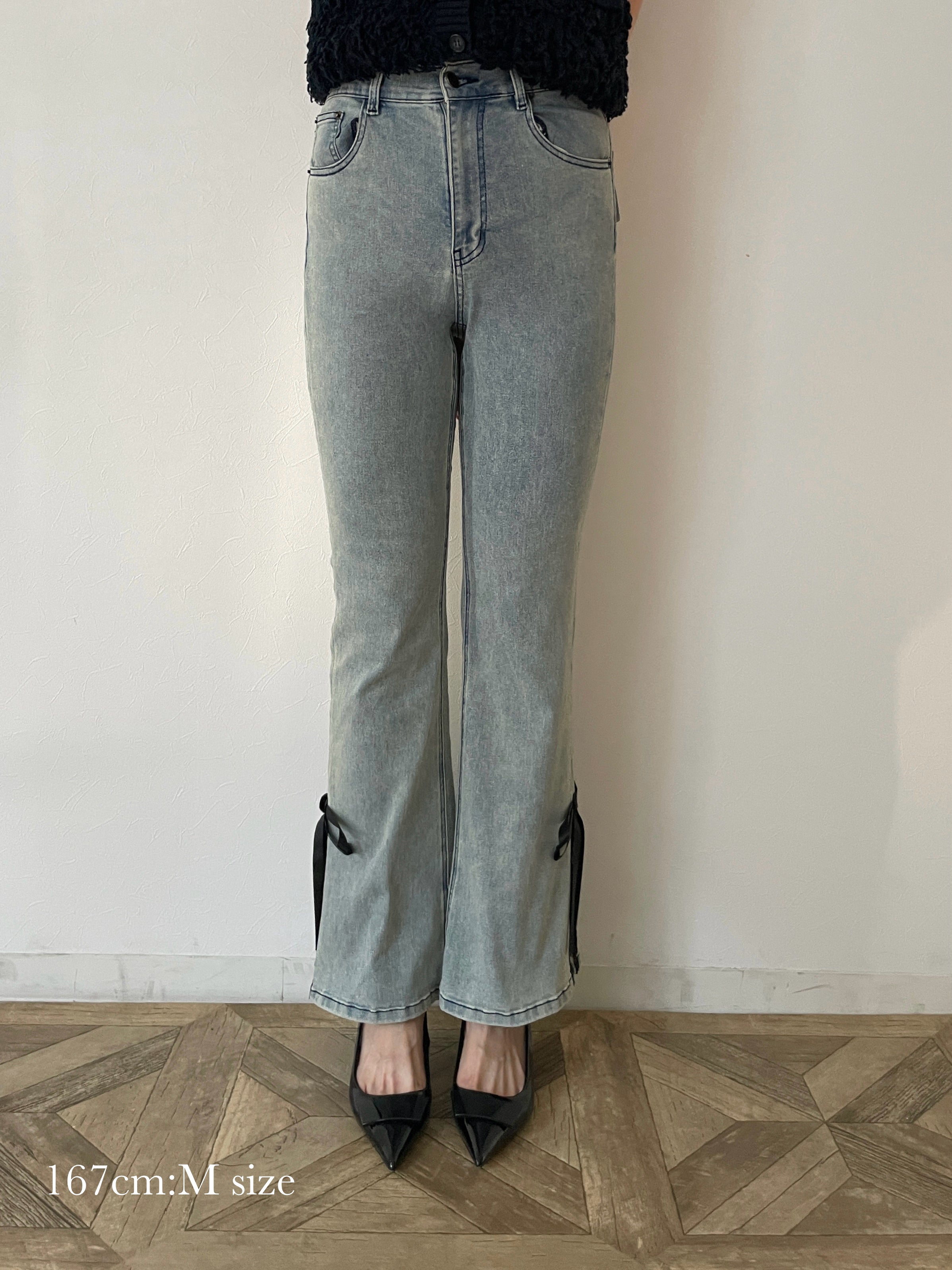 BESTSELLER】side slit denim ribbon pants – RANCLIC