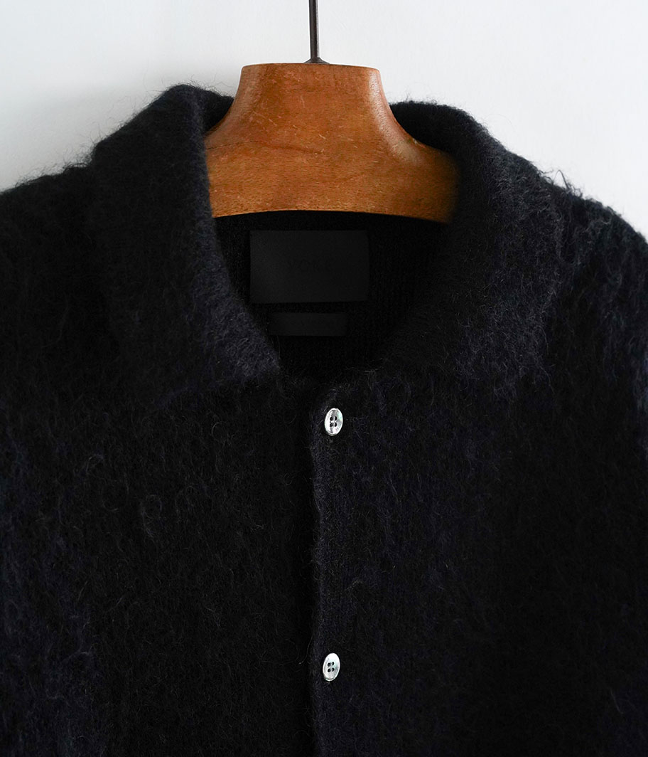 YOKE BRUSHED MOHAIR KNIT SHIRT [BLACK] - Fresh Service NECESSARY