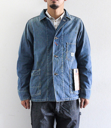 ANACHRONORM Reading Damaged Nep Denim Work Coveralls [Hard Wash