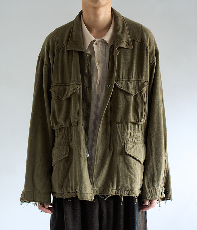 ANCELLM SILK SUEDE FIELD JACKET [KHAKI] - Fresh Service NECESSARY