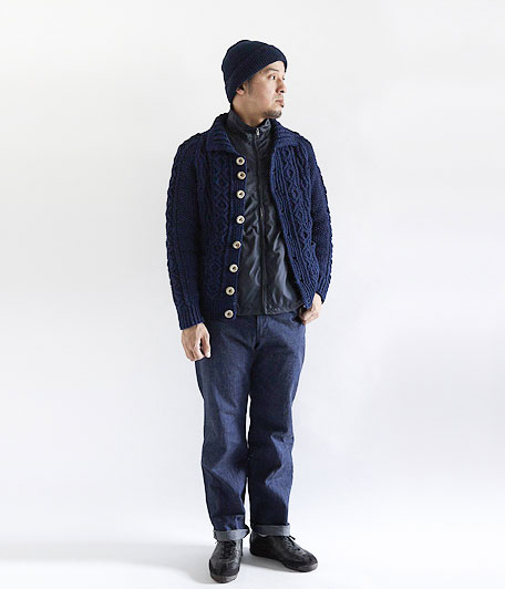 INVERALLAN 3A Indigo Cotton Denim Lumber Cardigan [INDIGO] - Fresh