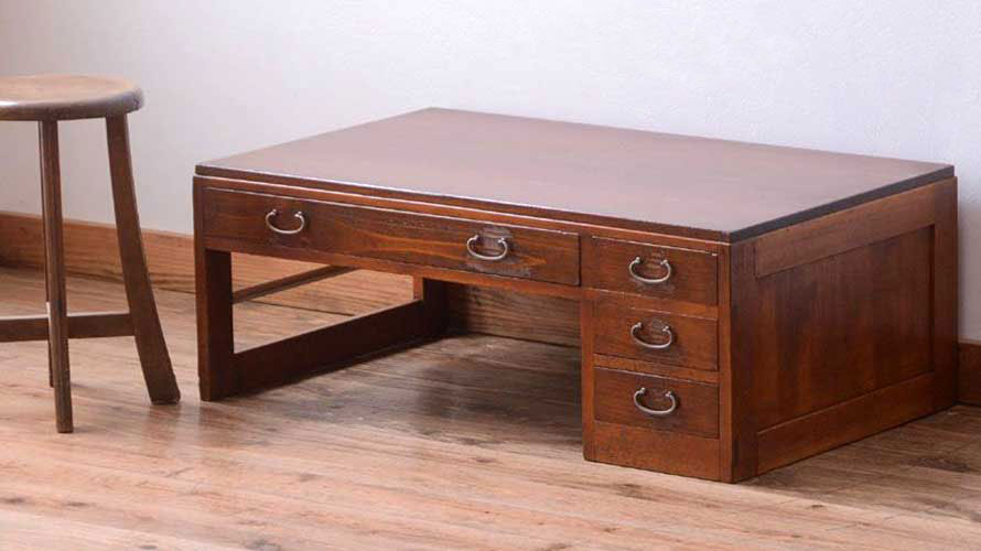 アンティーク☆昭和時代の文机 側面の格子がとてもよい雰囲気