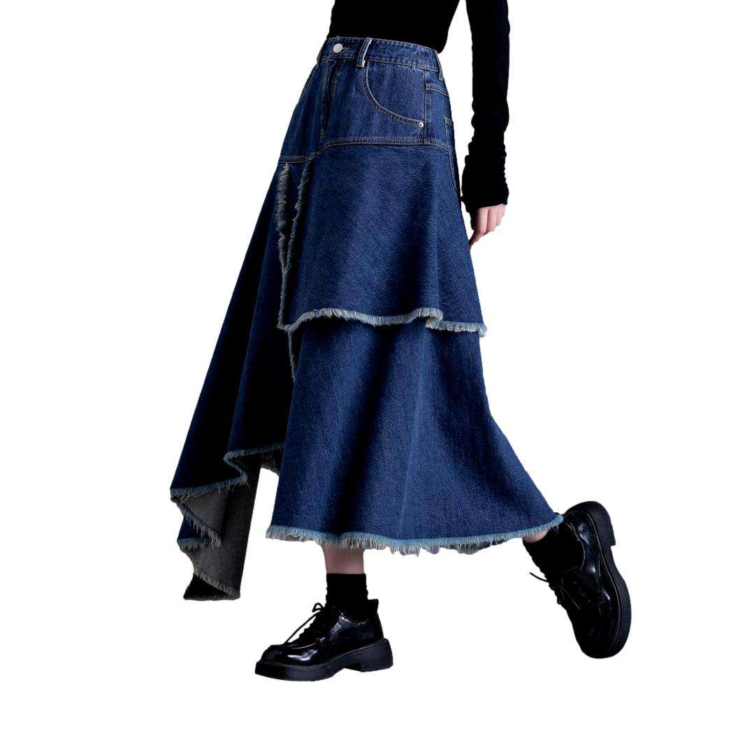Asymmetric patchwork long denim skirt – Rae Jeans