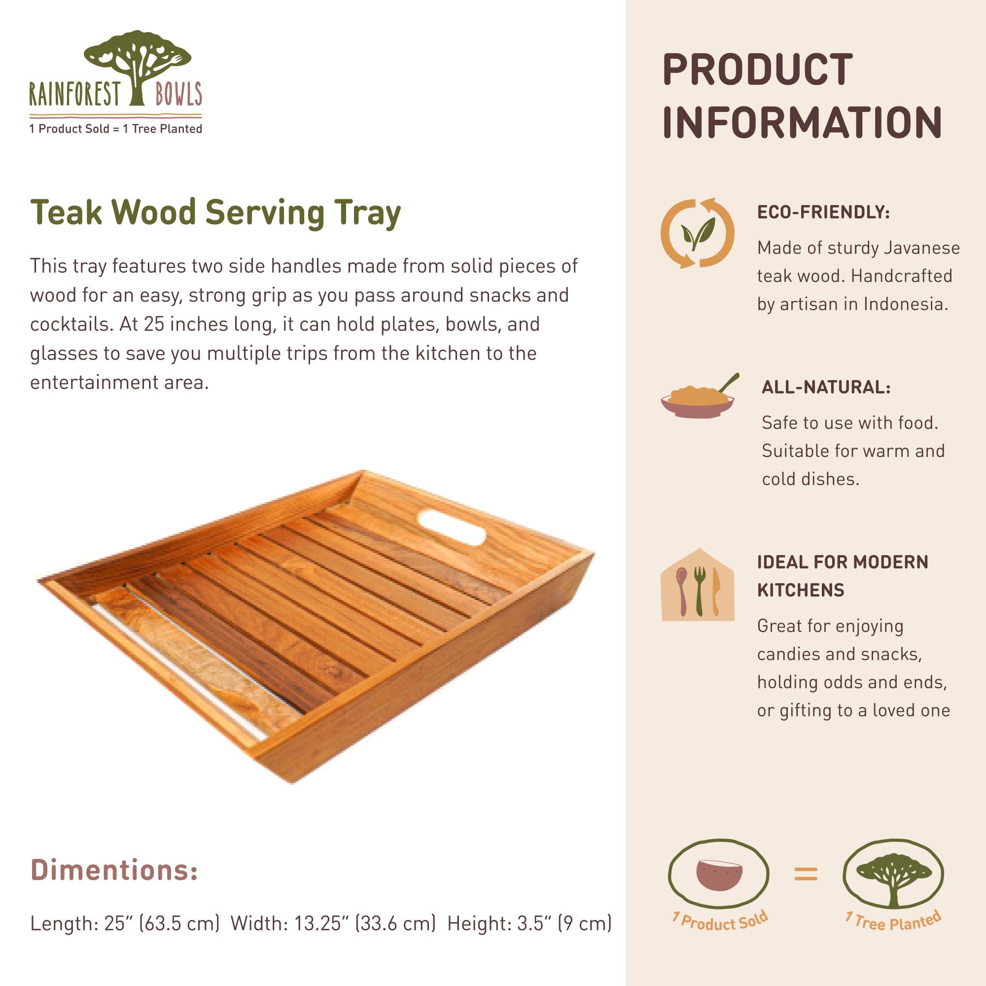 Teak Wood Serving Tray | Rainforest Bowls