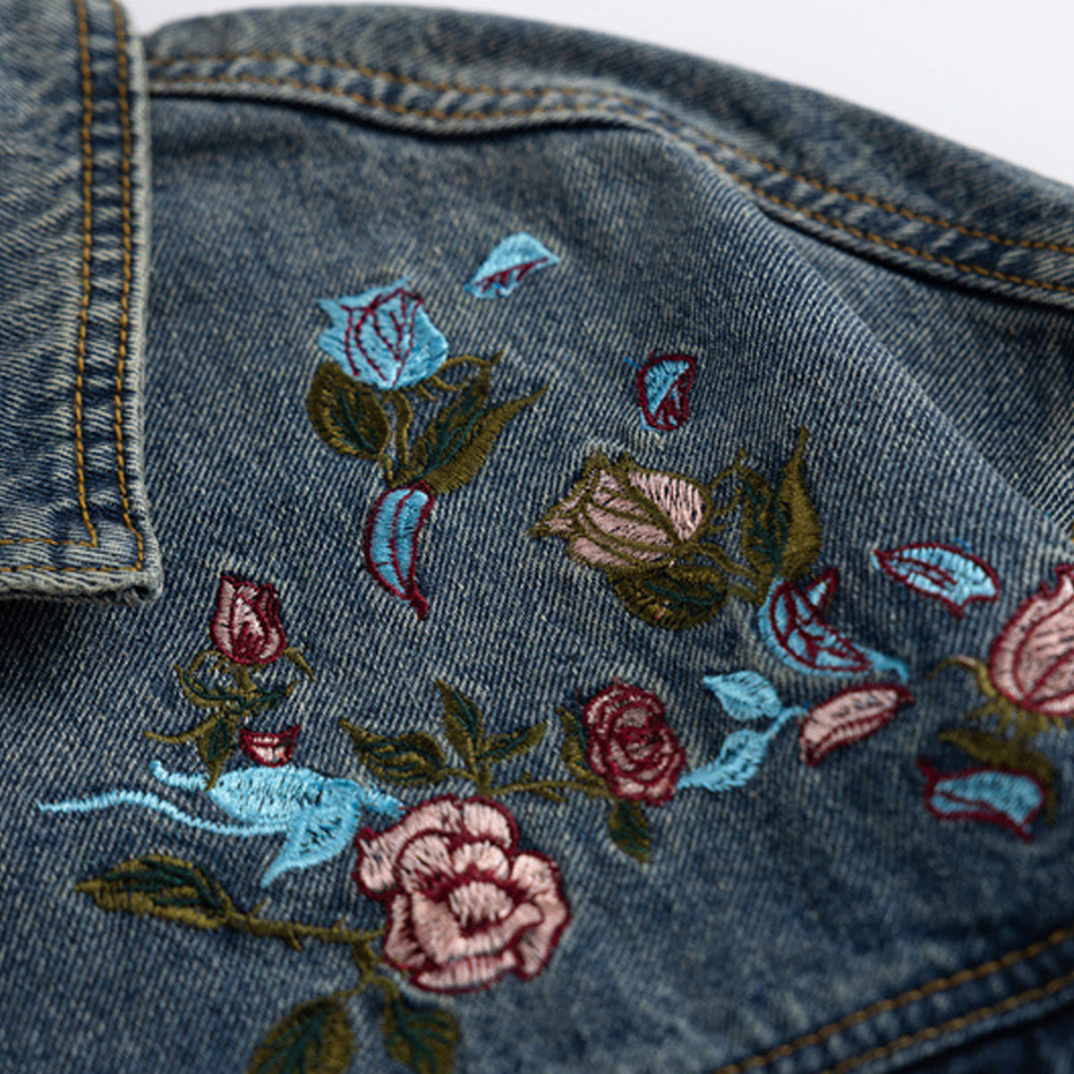 フローラル刺繍 デニムジャケット – RakuInk