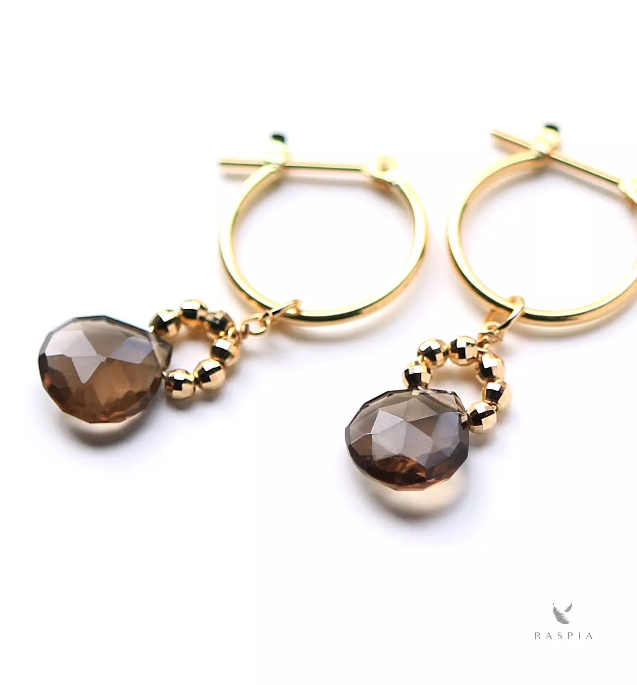スモーキークォーツ K18クロッシングピアス ~RADIANT MOMENTS