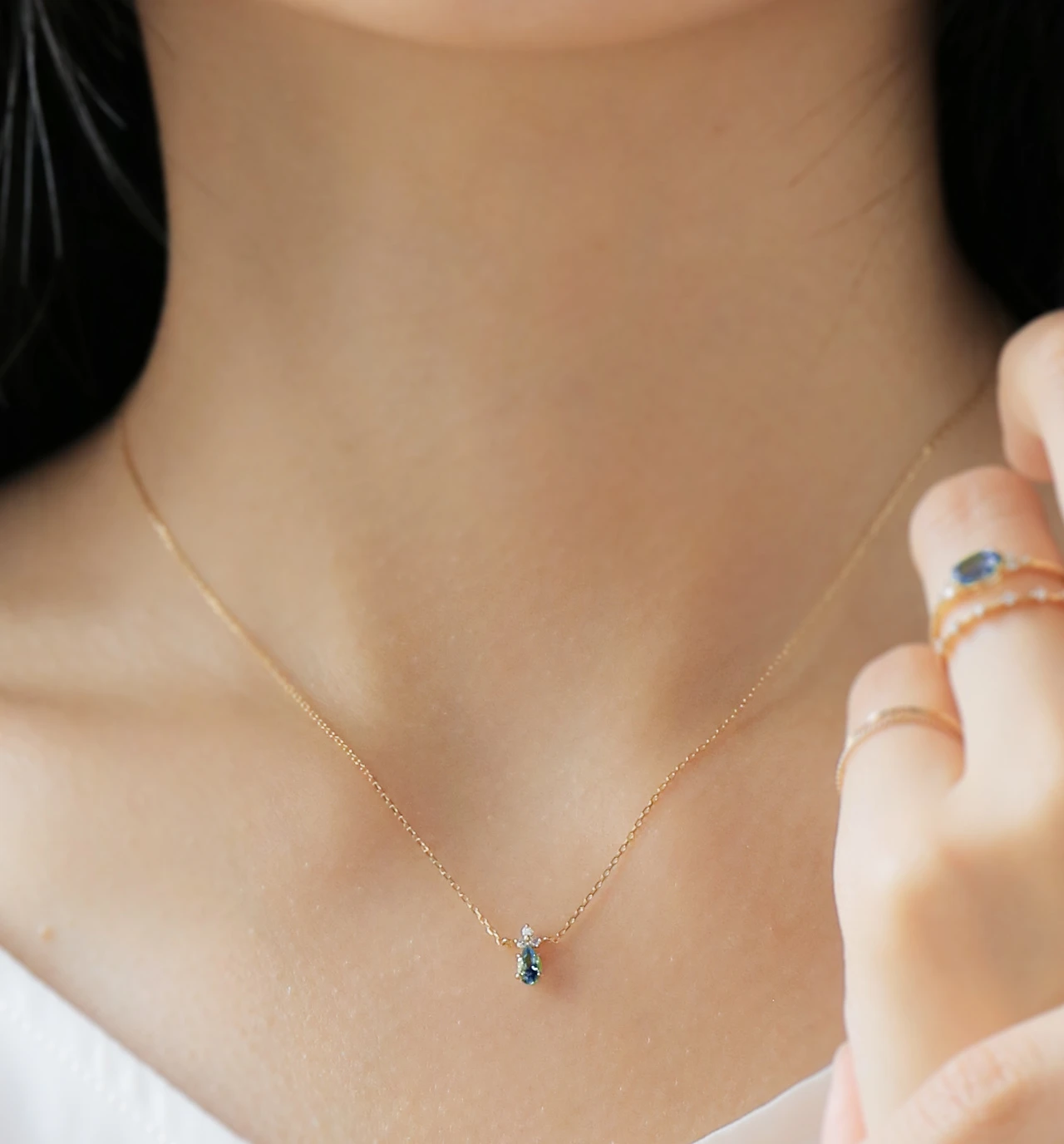 K18 ロンドンブルートパーズ＆ダイヤモンドのネックレス ~Ello Lilas