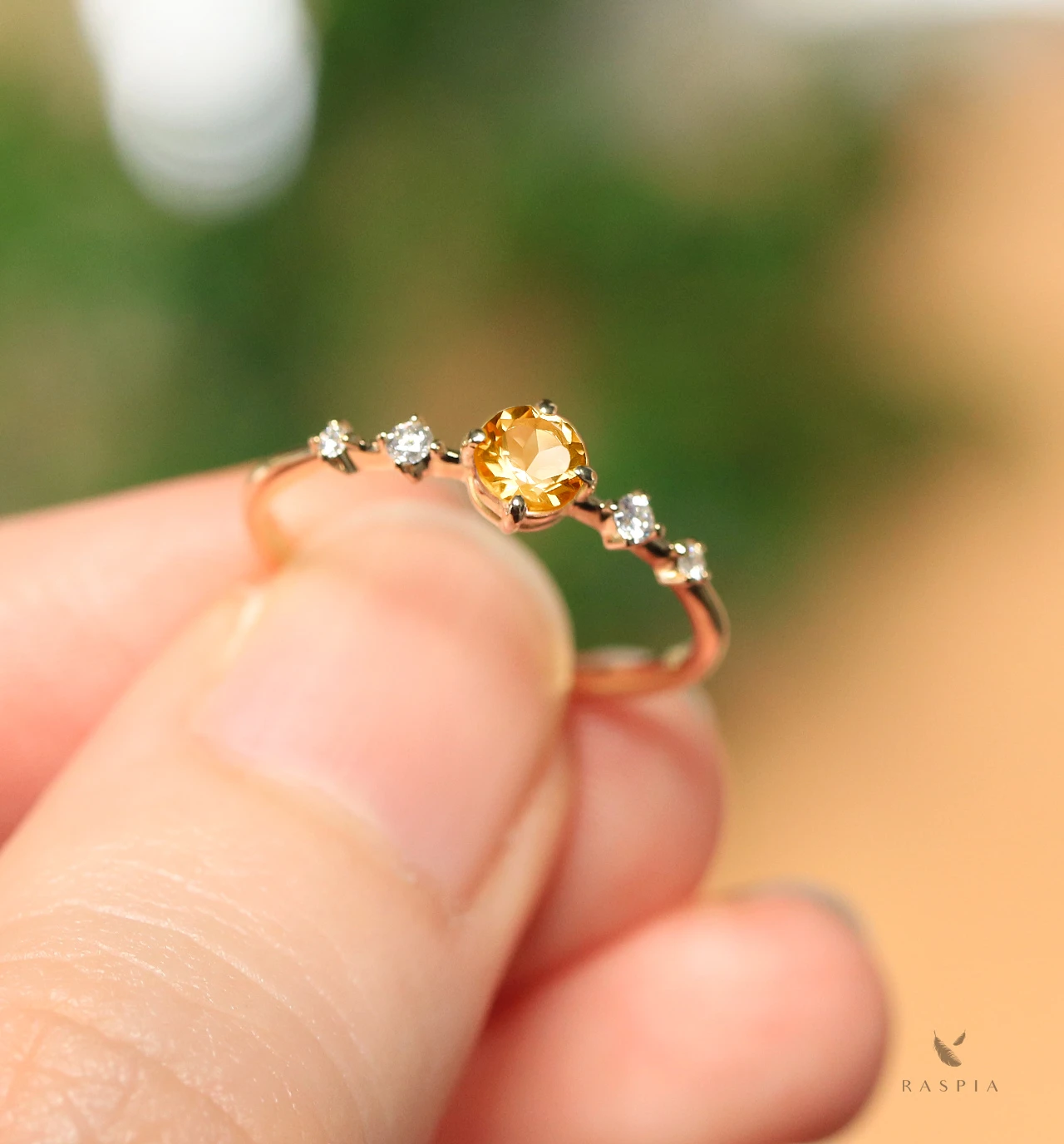 スペサルティンガーネット＆ダイヤモンド K18リング ラウンドカット