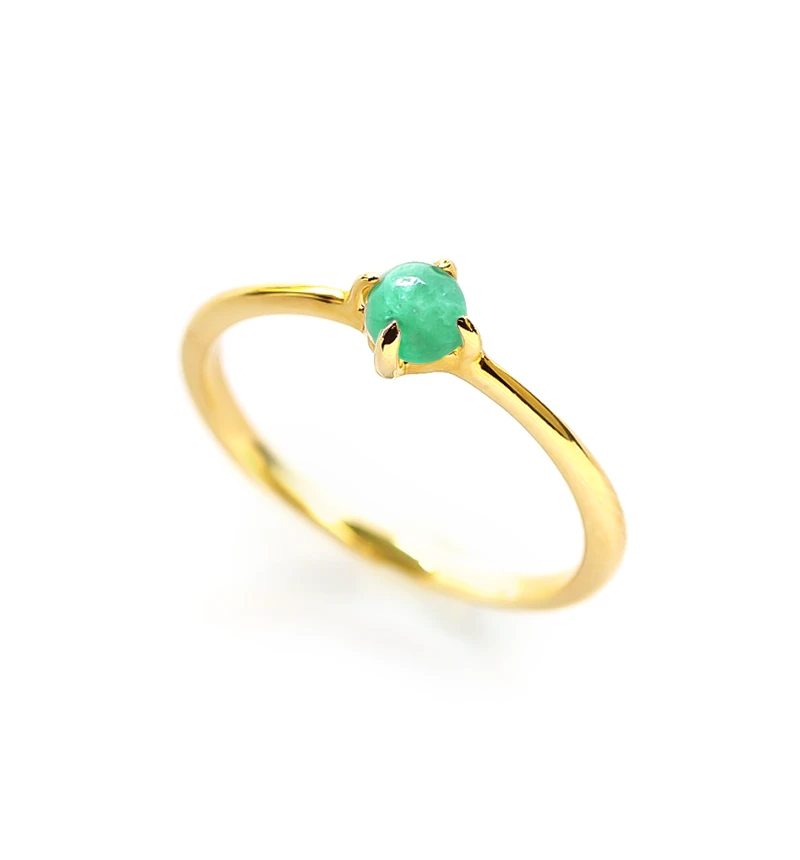 エメラルド K10ピンキーリング カボションカット ~MUOT~ 5月誕生石