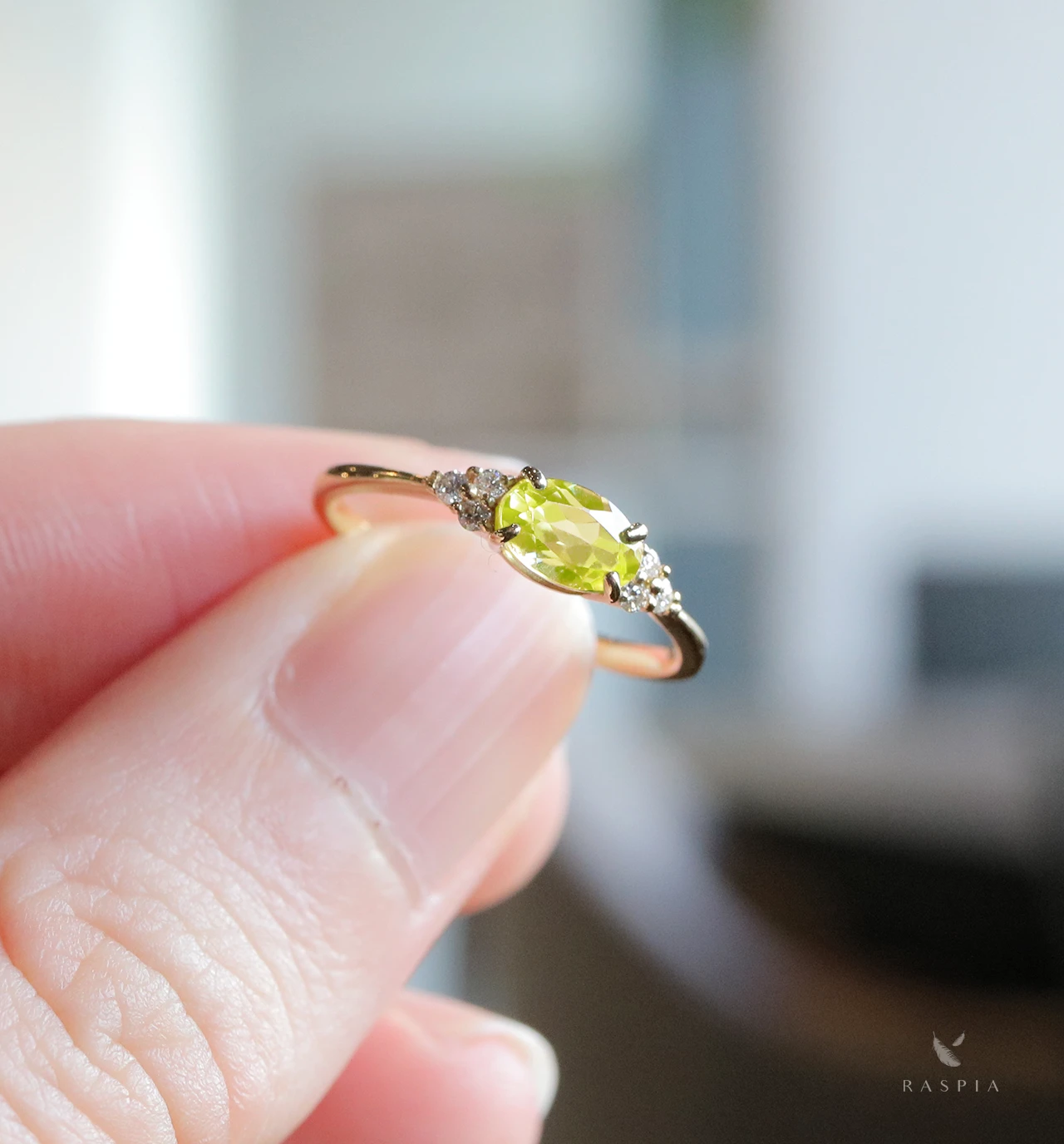 クリソベリル＆ダイヤモンド K18リング オーバルカット ~Ello Ulmia