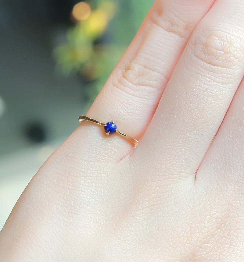 ラピスラズリ K10ピンキーリング カボションカット ~MUOT~ 12月誕生石