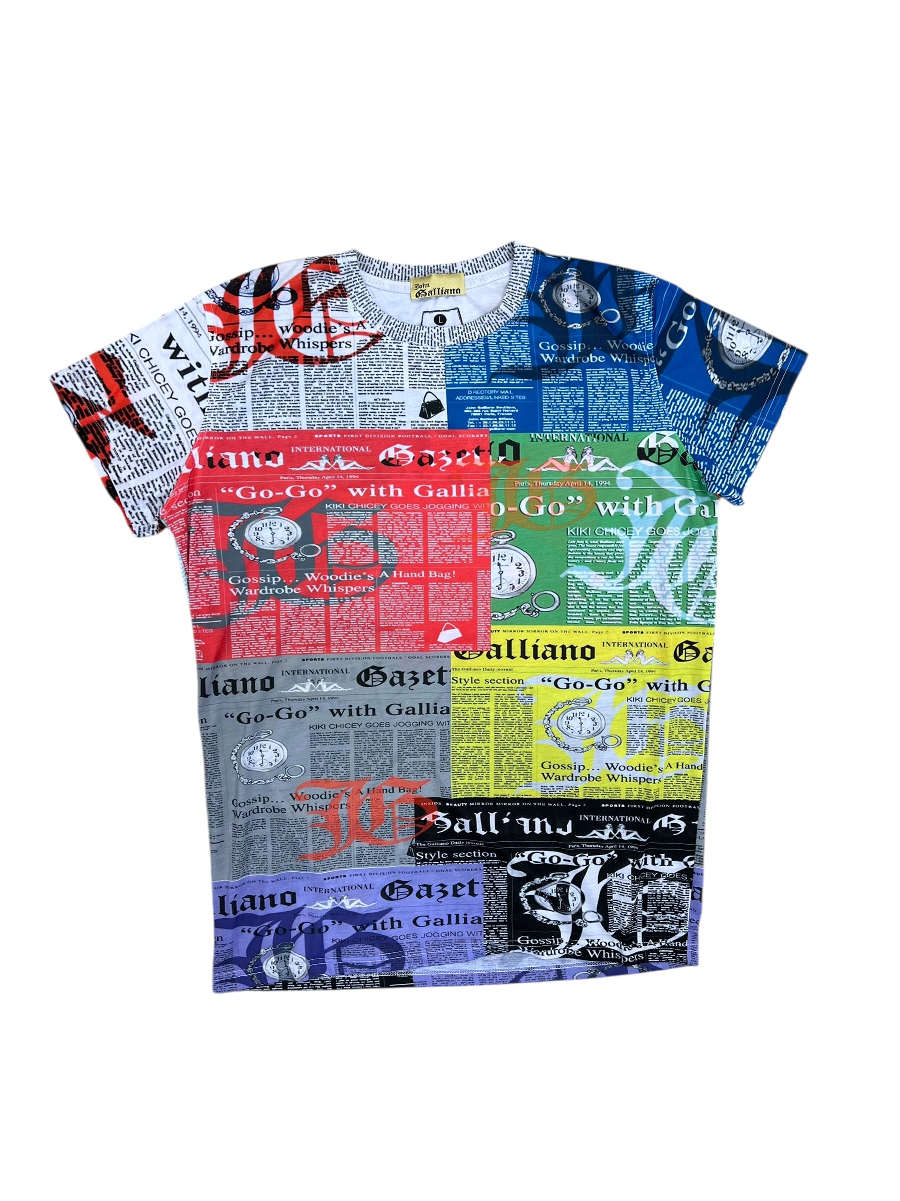 John Galliano Collection Multicolor “Gazette” Newspaper Print T