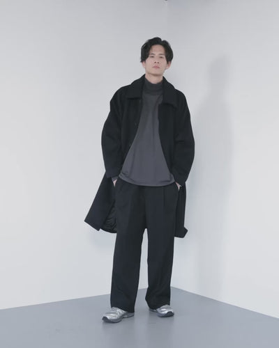 Double Melton Bal Collar Coat -black-