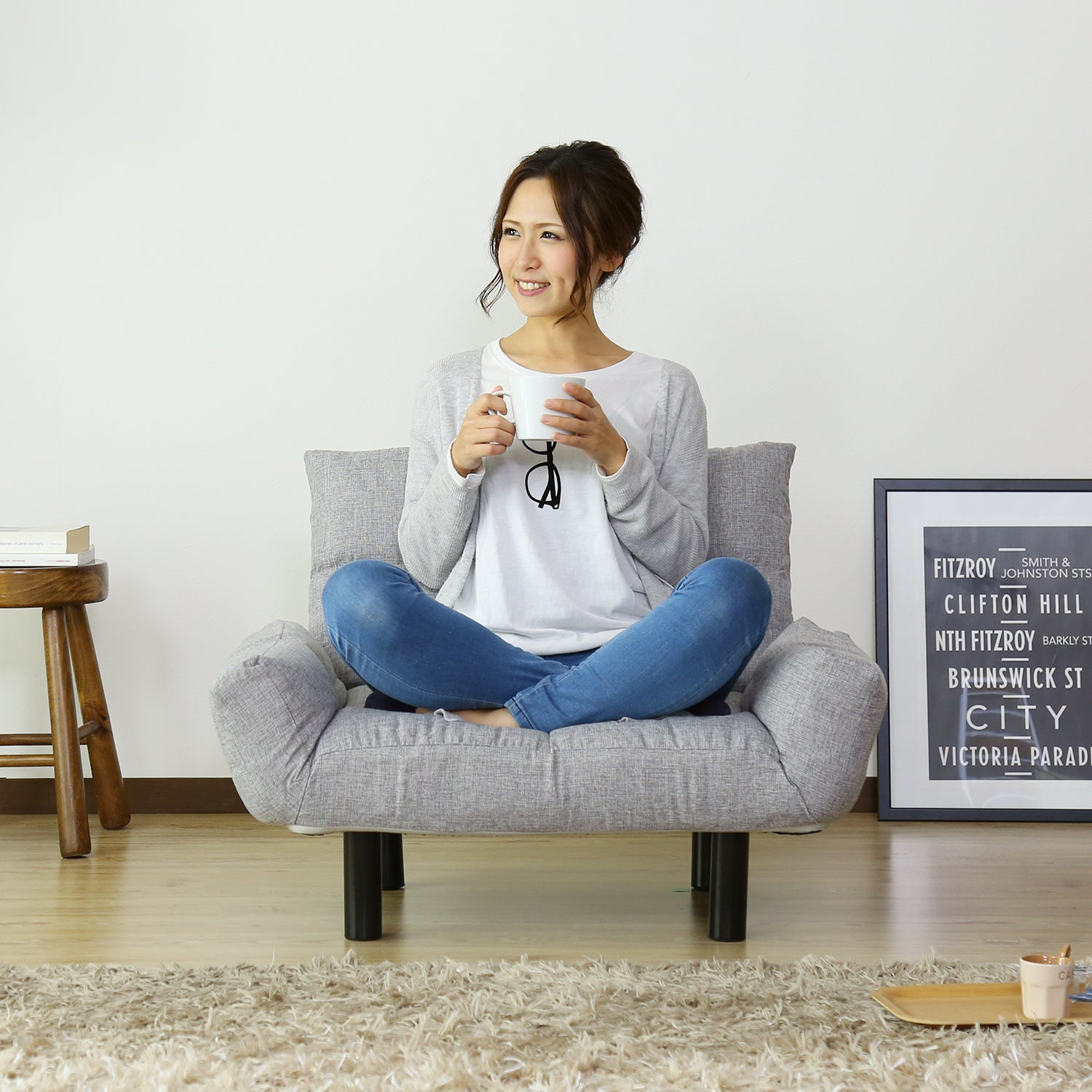 ソファ ひとりがけ 1人掛け コンパクト 5段階 リクライニング ふっくら