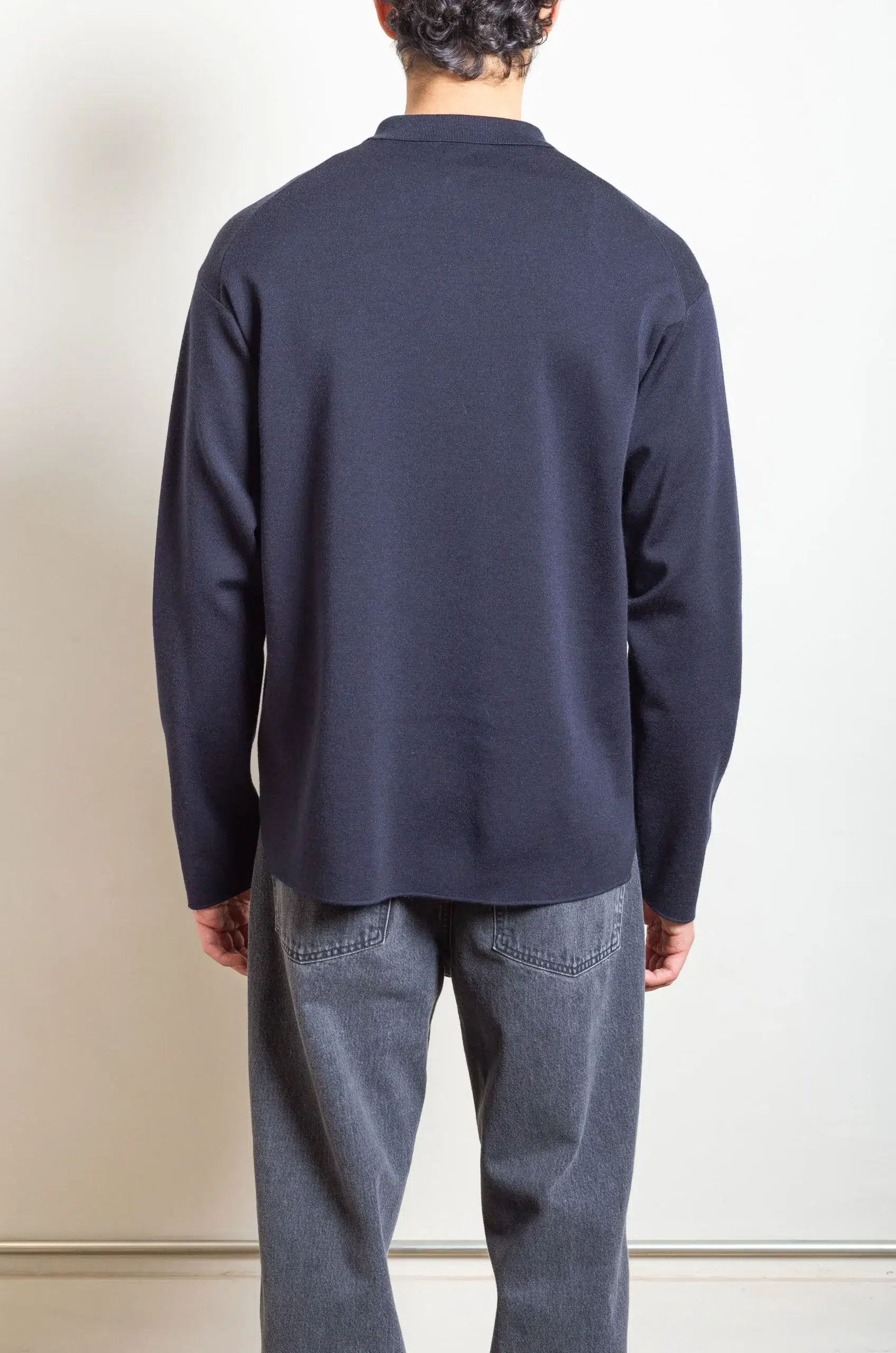 Batoner - 32G WOOL SMOOTH POLO HALF ZIP - NAVY